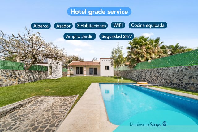 3BR Casa familiar con alberca y asador en Oaxtepec