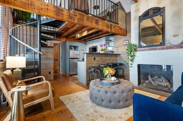 Ebony & Ivory | Lofted Charm with Fireplace!