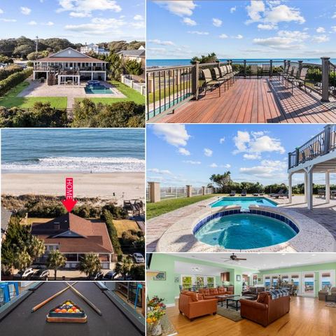 Posh Ocean Front: Huge Private Pool, Yard, Spa, Patio & Deck, BBQ, Game Room with 4 En-Suite Bathrooms — Myrtle Beach, SC