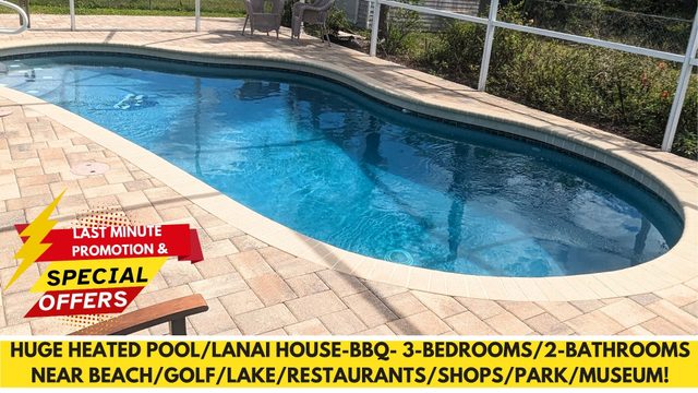 !HUGE POOL/LANAI-BBQ-WASHER/DRYER-NEAR RIVER/BEACH/GOLF/PARKS/SHOPS/RESTAURANTS!