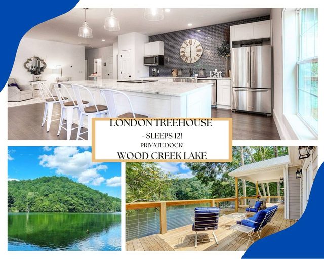 Lakefront Treehouse w/ Dock · 2 Kings · Sleeps 12 — London, KY