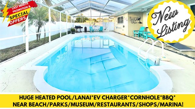!HUGE *HEATED POOL/LANAI* EV CHARGER*BBQ-CORNHOLE! — Largo, FL