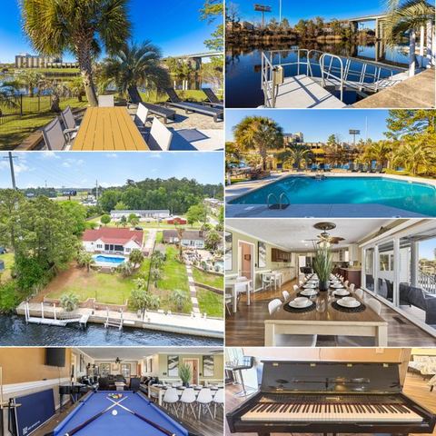 Paradise on Ocean Waterway Huge 5000 sq ft w Private Pool, Boat Dock, Grand Piano, Game Tables, BBQ, 1 acre Yard, Crib, Sleeps 34 — Myrtle Beach, SC