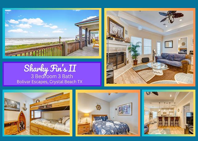 Sharky Fin's II-Beach Front-Cozy, 3 bedroom, 3 bath home that sleeps 9. — Redfish, TX