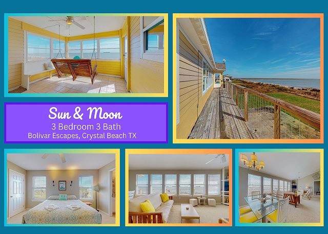 Sun and Moon-Beachfront home 3 bedroom, 3 bath, sleeps 8