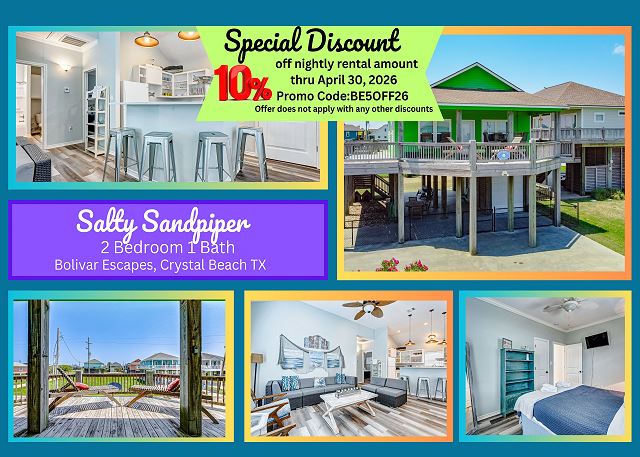 Salty Sandpiper-Pet Friendy-2 bedroom 1 bath home that sleeps 6. — Crystal Beach, TX