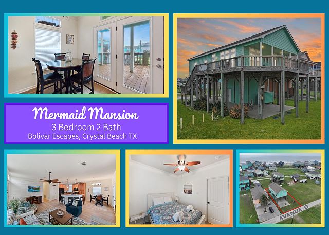 Mermaid Mansion-3 bedroom 2 bath, sleeps 8 — Crystal Beach, TX