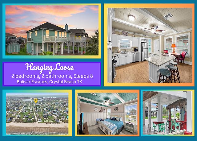 Hanging Loose Sleeps 8, 2 Bed/2 Bath, Great Decks & Tiki Bar — Crystal Beach, TX
