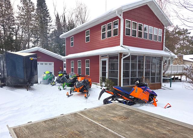 Lakefront Home on Snowmobile Trails! Sleeps 10, Dogs OK