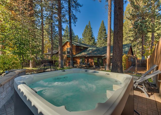 Amazing back yard for BBQing with private hot tub. Access to Community Beach, close to town, beaches and skiing. (ZC191) — South Lake Tahoe, CA