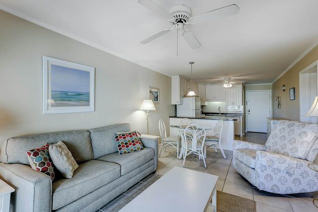 Relaxing ocean-view condo with on-site pool, private balcony & central AC