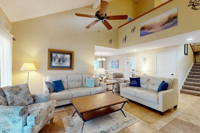 Dog-friendly gem with pool, game room & golf course views - walk to beach