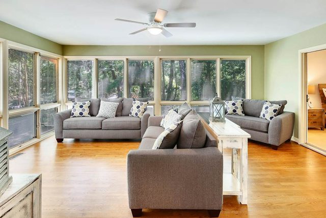 Dog-friendly home with large deck, on-site pools, tennis & Beach Club
